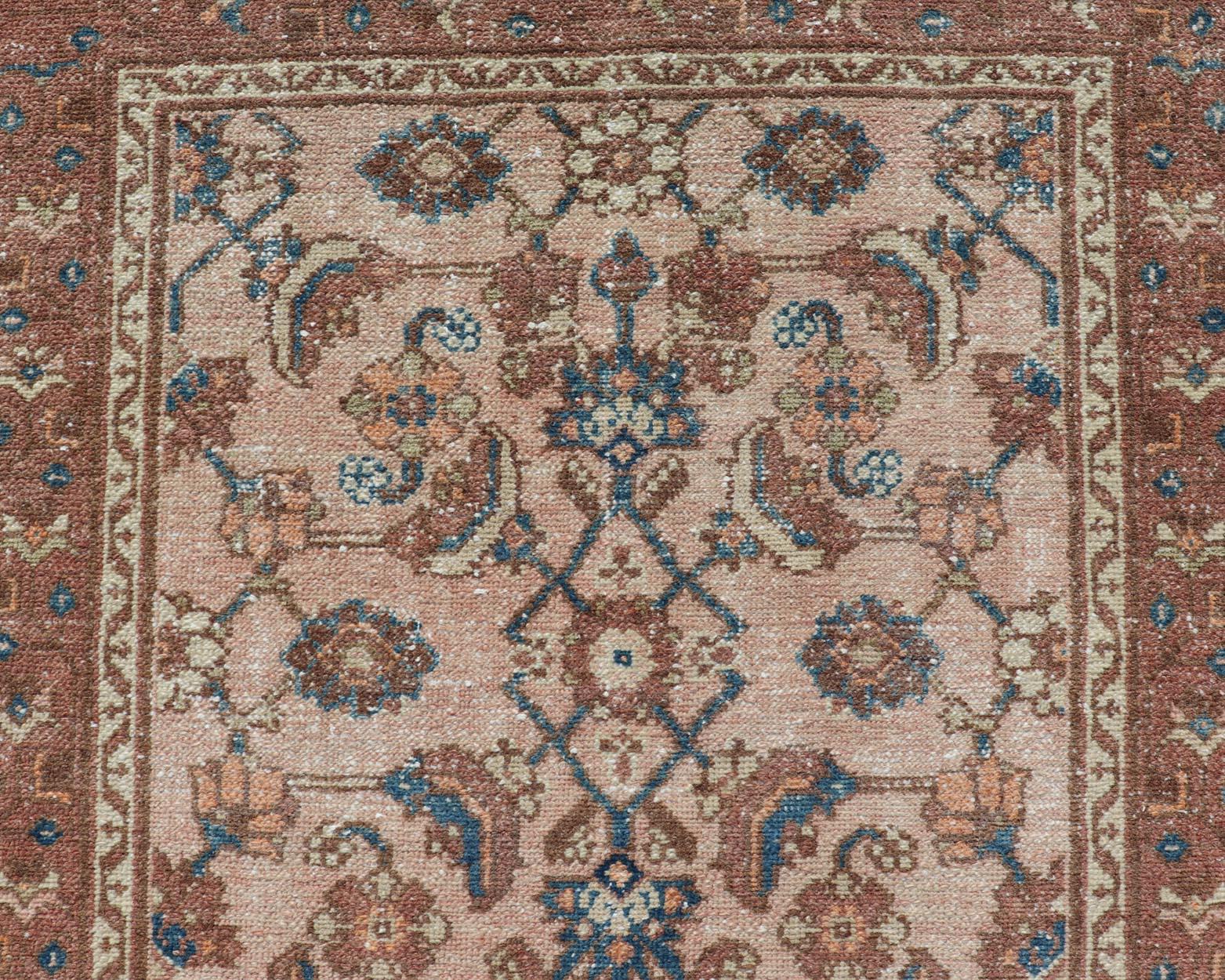 Measures: 3'0 x 5'8 
Antique Persian Hamadan Rug in Wool with All-Over Sub-Geometric Design. Keivan Woven Arts; rug EN-13665, country of origin / type: Iran / Hamadan, circa 1920.

This antique Persian Hamadan rug has been hand-knotted in wool and