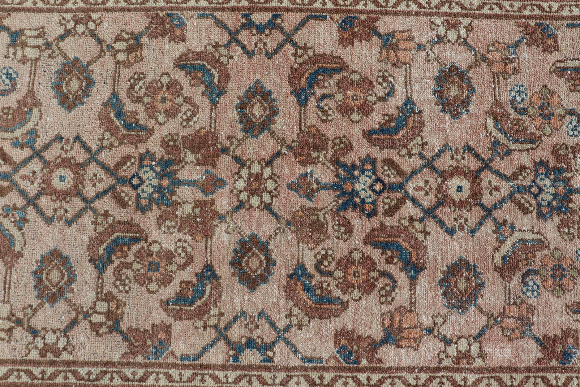Malayer Antique Persian Hamadan Rug in Wool with All-Over Sub-Geometric Design For Sale