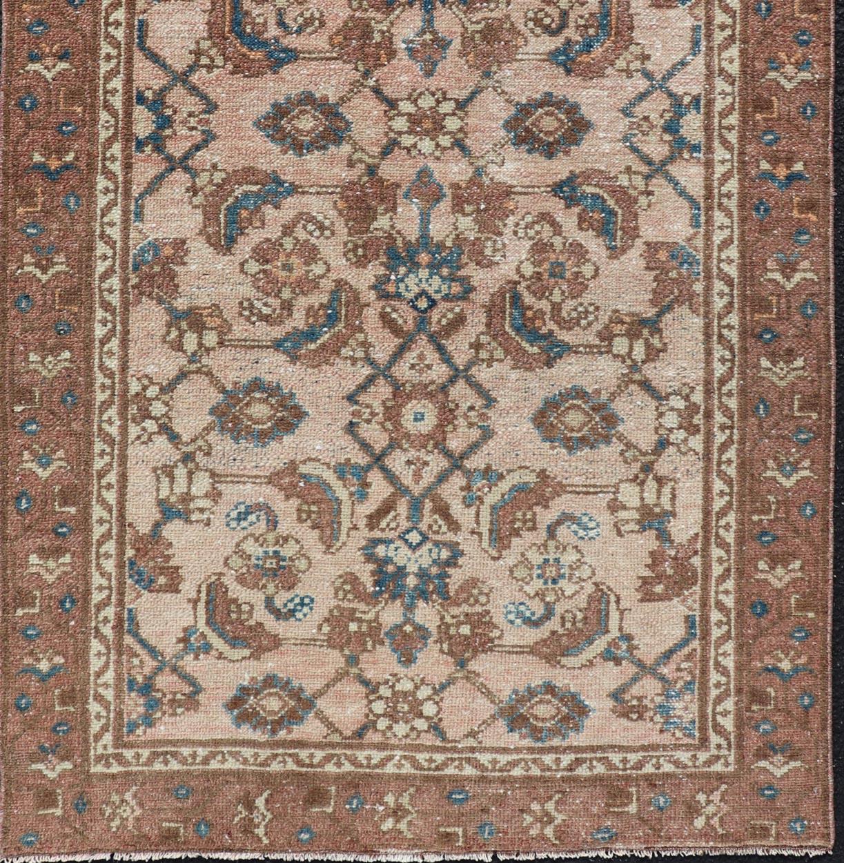 20th Century Antique Persian Hamadan Rug in Wool with All-Over Sub-Geometric Design For Sale