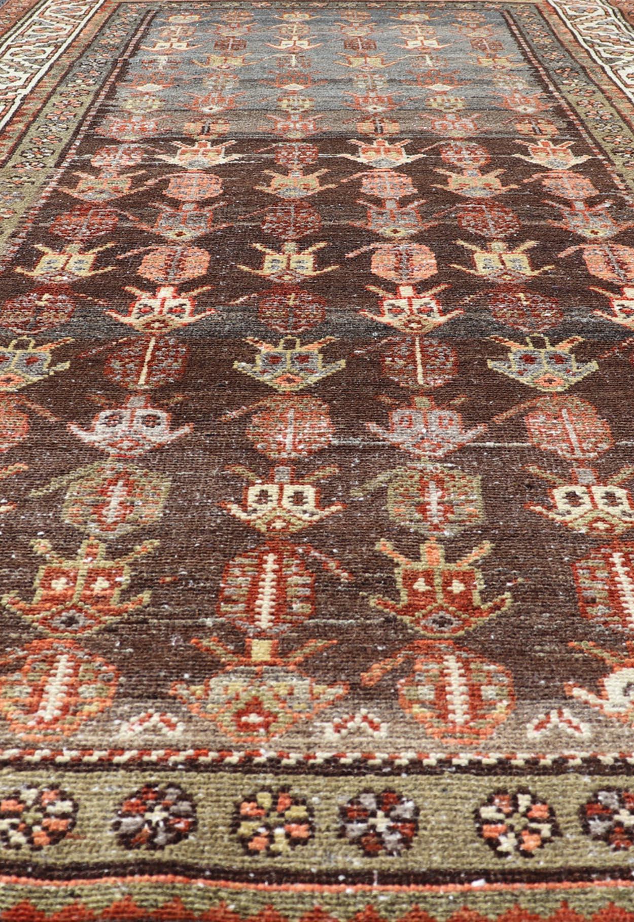 Antique Persian Hamadan Rug in Wool with All-Over Sub-Geometric Tribal Design For Sale 2