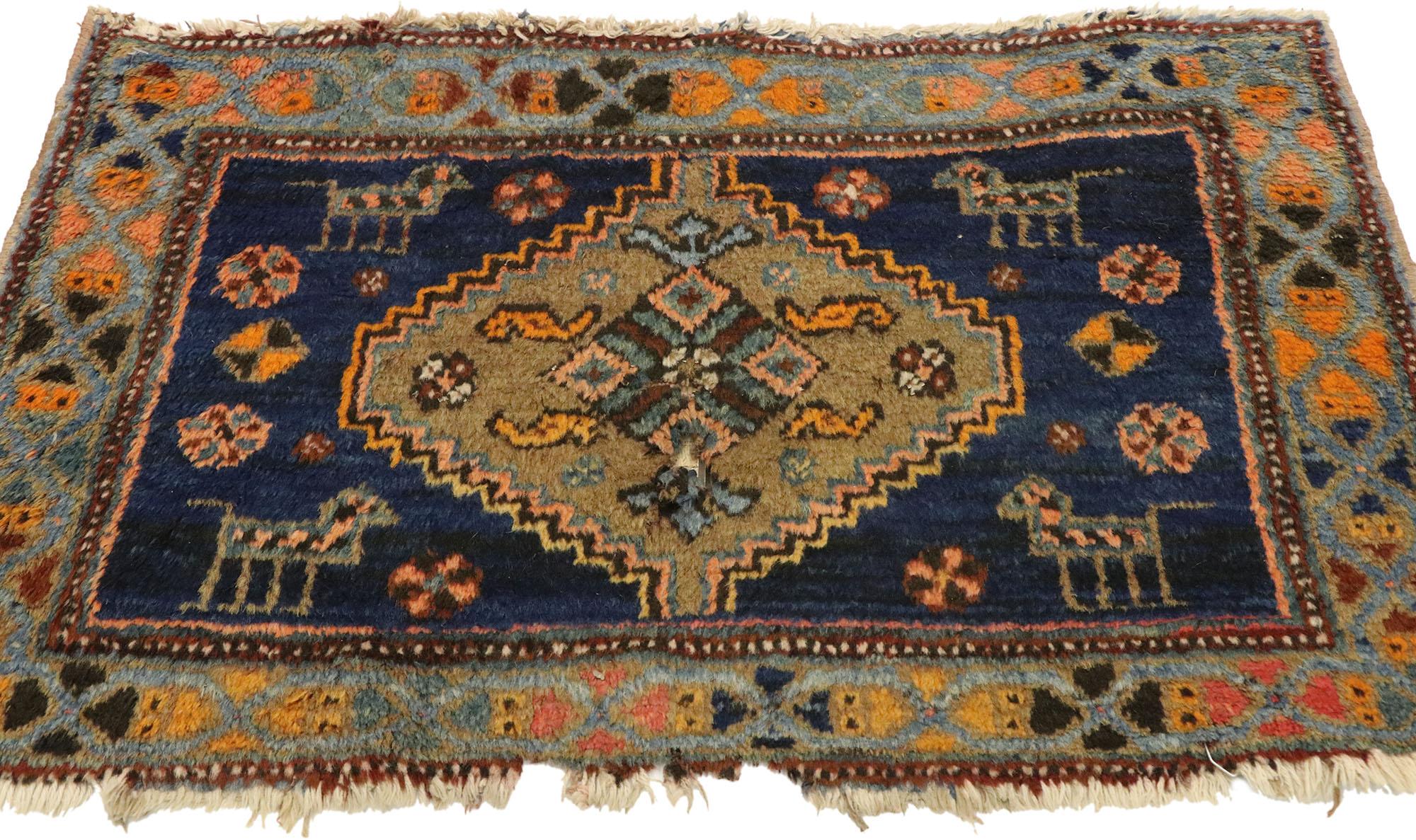 Hand-Knotted 1920’s Persian Hamadan Carpet with Tribal Style For Sale