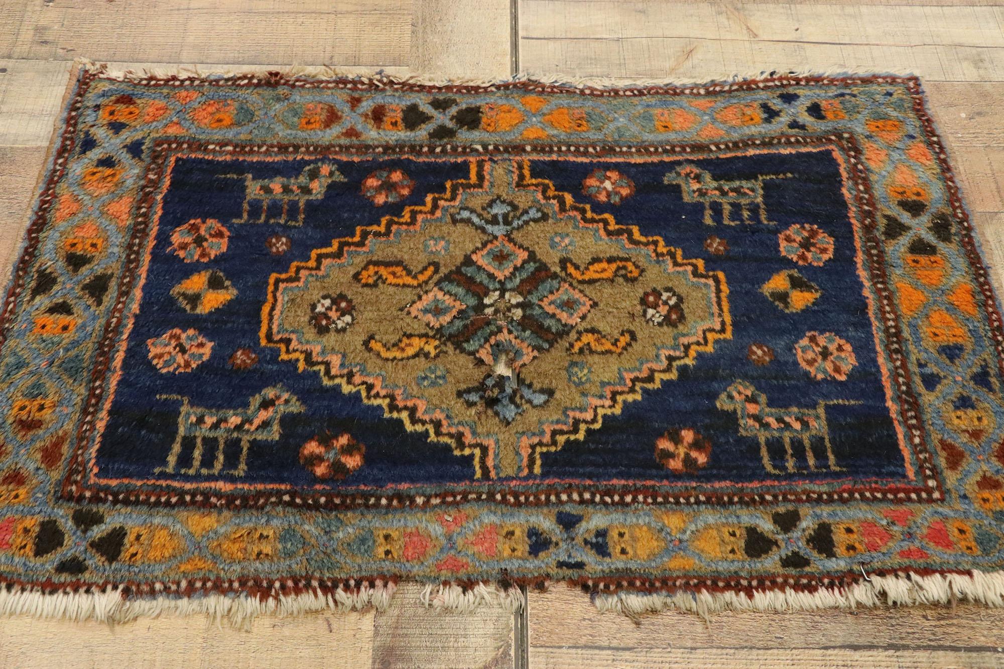 Wool Antique Persian Hamadan Rug, Timeless Allure Meets Enigmatic Elegance For Sale