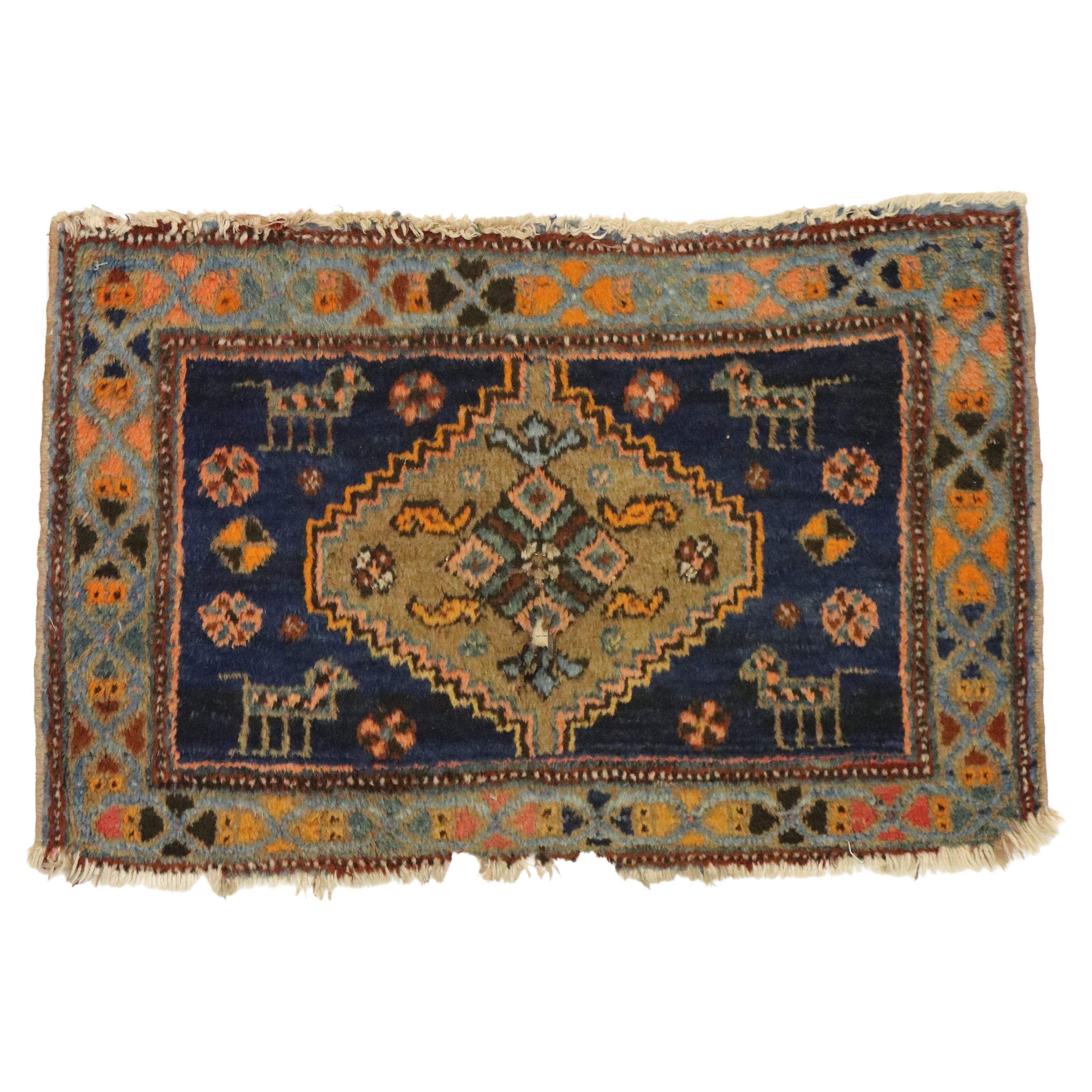 Antique Persian Hamadan Rug, Timeless Allure Meets Enigmatic Elegance For Sale