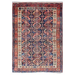 Antique Persian Hamadan Rug with All-Over Geometric Design in Multicolor