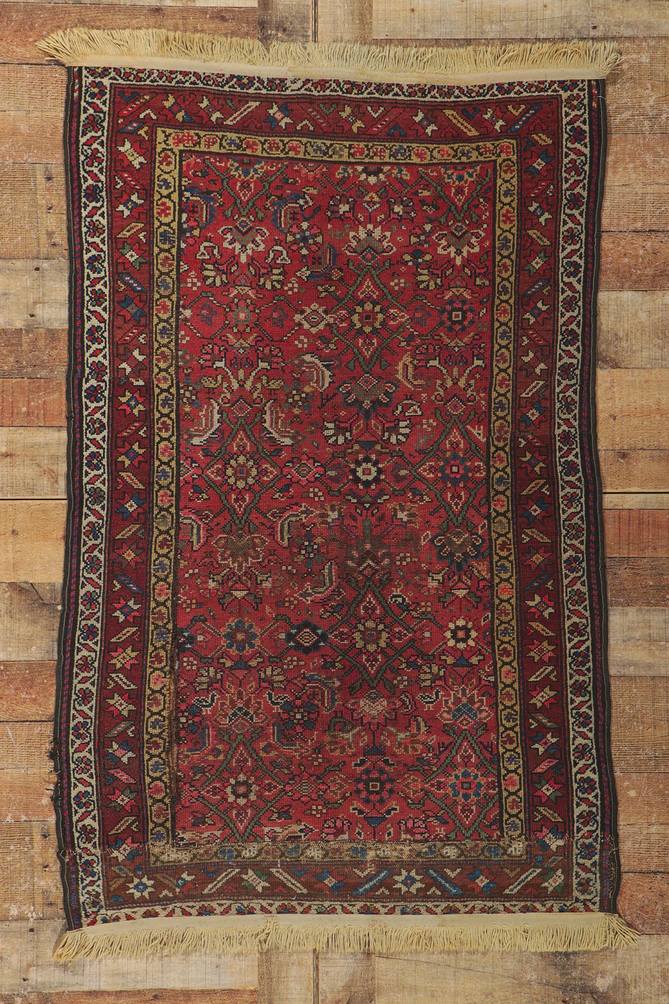 Antique Persian Hamadan Rug with All-Over Herati Design In Good Condition For Sale In Dallas, TX