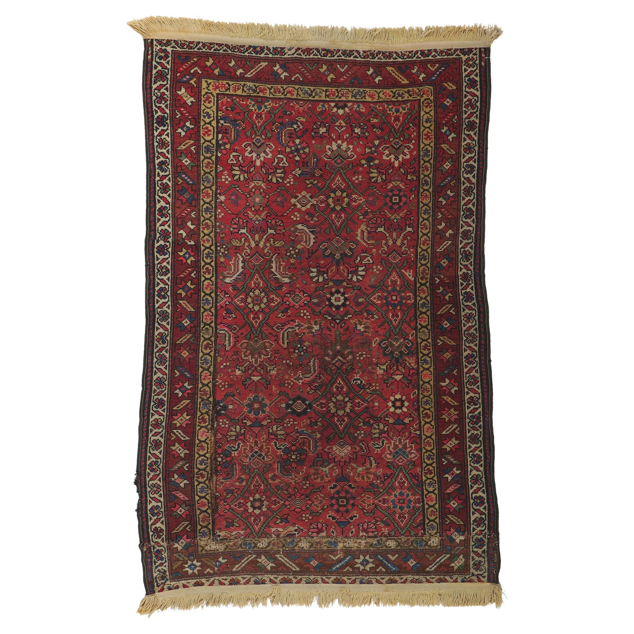 Tapis persan ancien de Hamadan avec motif Herati sur toute sa surface