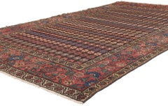 Antique Persian Hamadan Rug, Earth-Tone Elegance Meets Flower Power