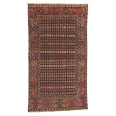 Antique Persian Hamadan Rug, Earth-Tone Elegance Meets Flower Power