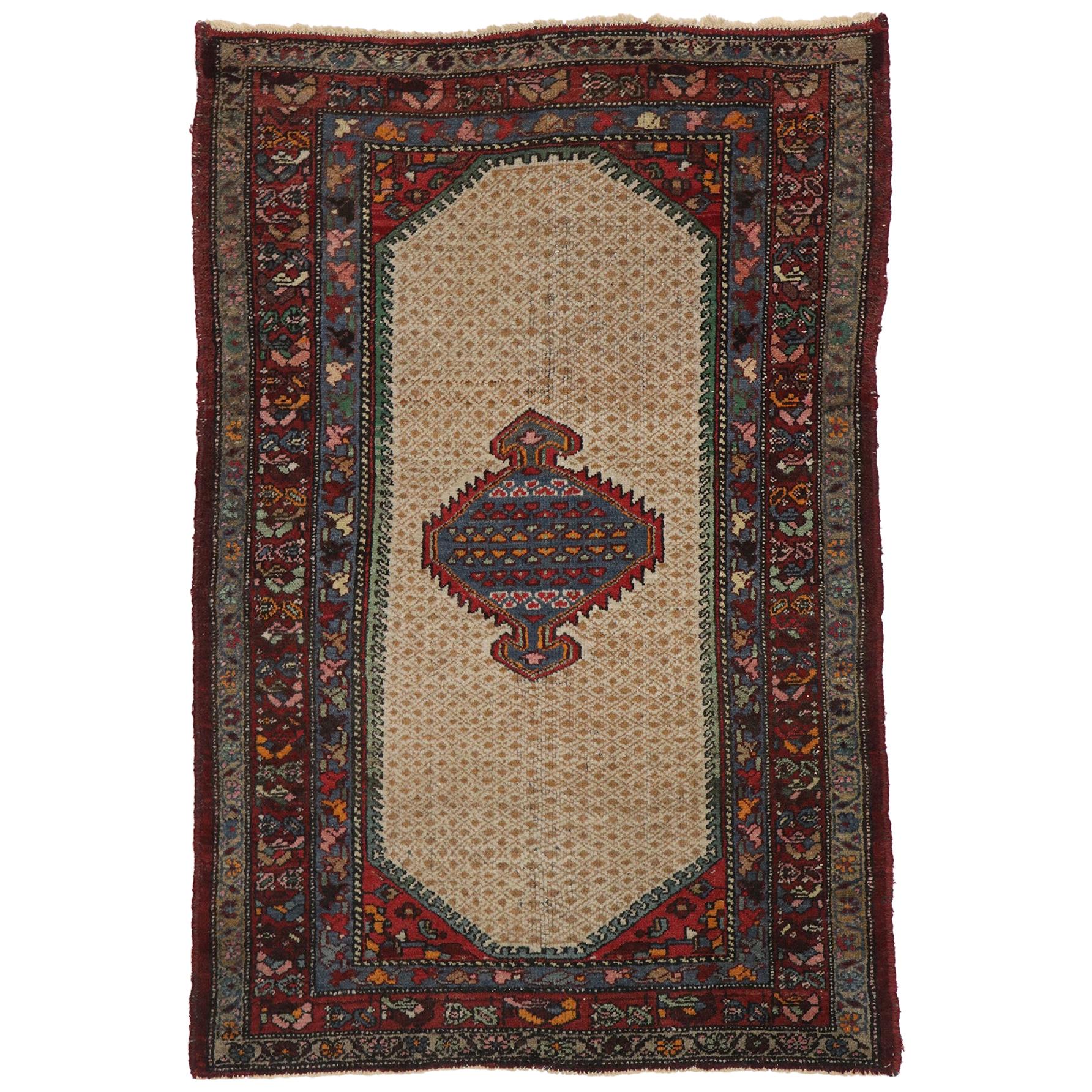 Antique Persian Hamadan Rug with Arts & Crafts Style For Sale