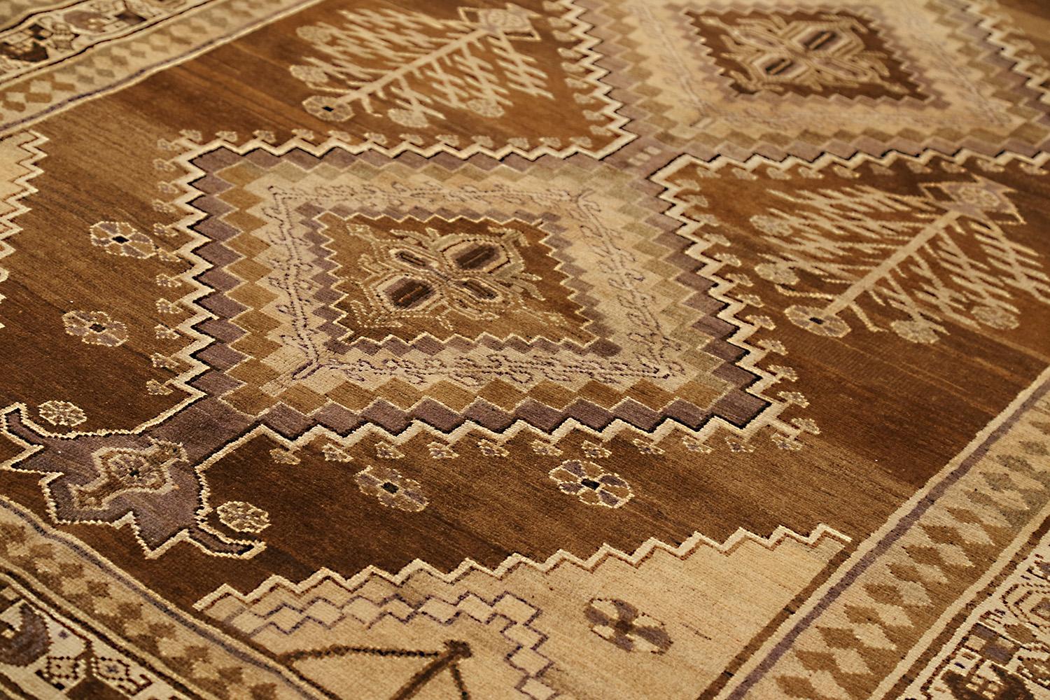 Other Antique Persian Hamadan Rug with Black and Brown Floral Details For Sale