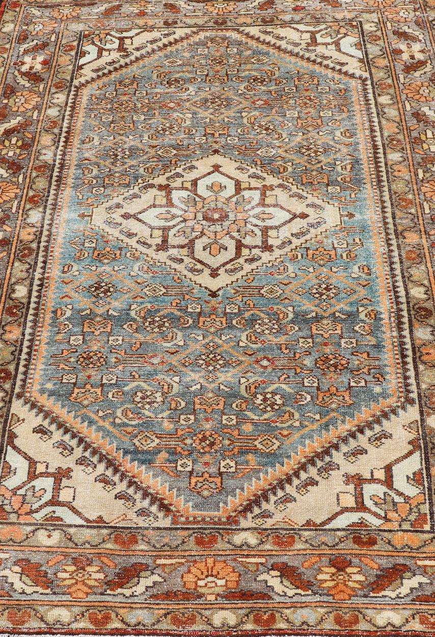 Antique Persian Hamadan Rug with Central Medallion & Sub-Geometric Floral Design For Sale 5