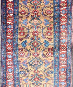 Antique Persian Hamadan Rug with Colorful Geometric All-Over Design in Yellow