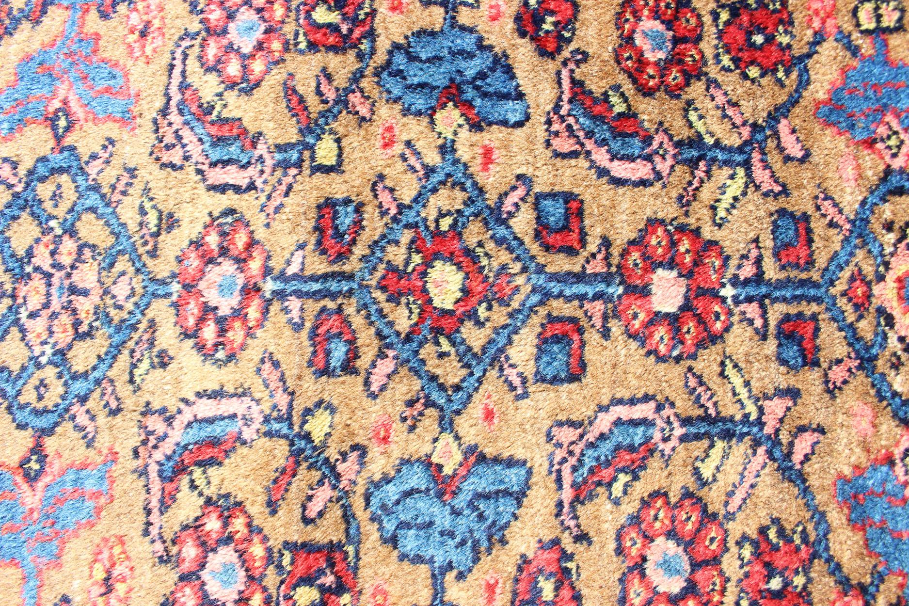 20th Century Antique Persian Hamadan Rug with Colorful Geometric All-Over Design in Yellow For Sale