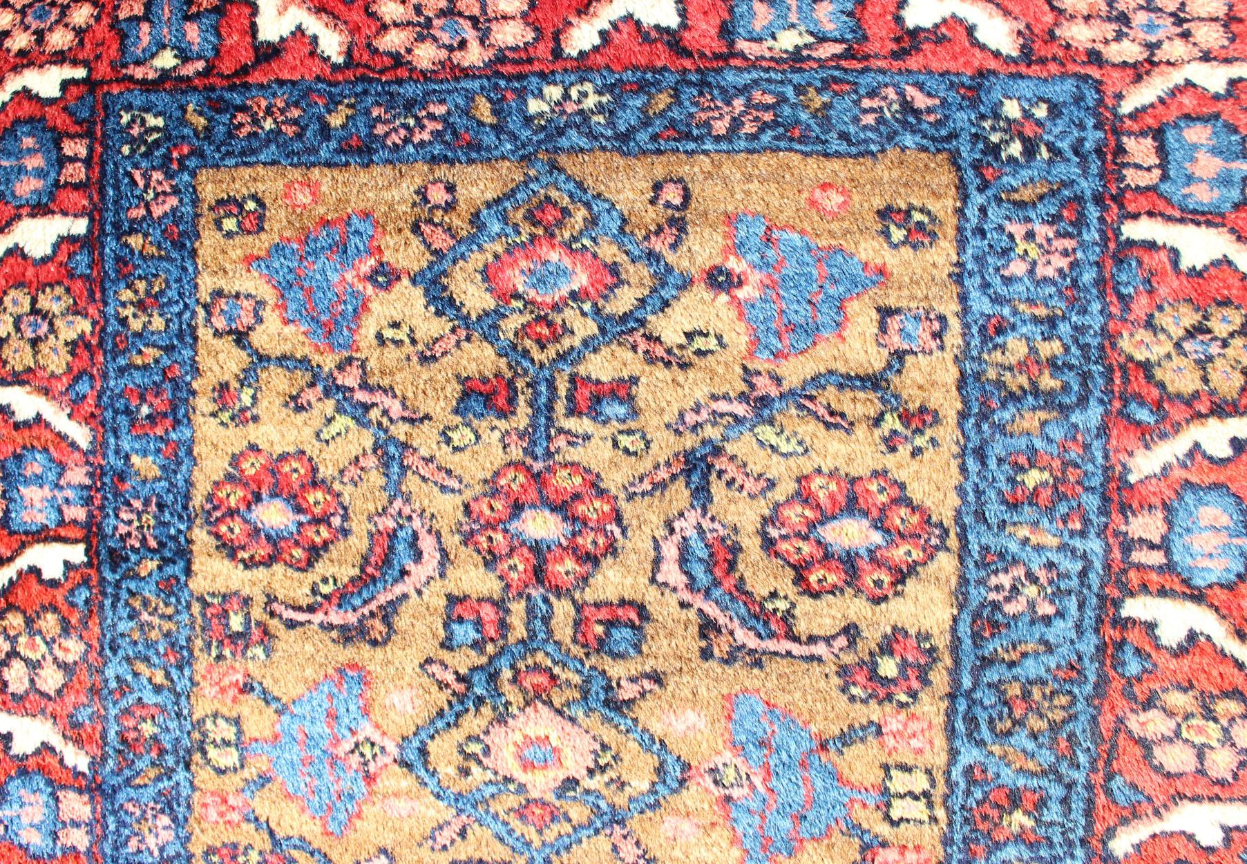 Antique Persian Hamadan Rug with Colorful Geometric All-Over Design in Yellow For Sale 1