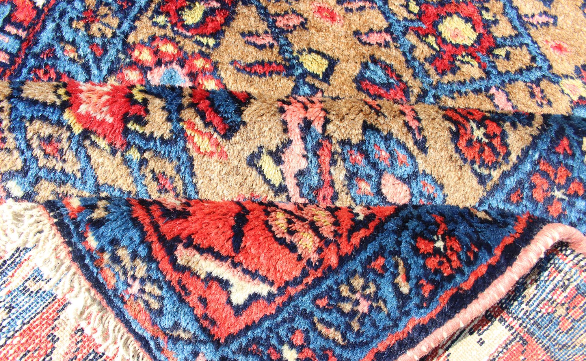 Antique Persian Hamadan Rug with Colorful Geometric All-Over Design in Yellow For Sale 2