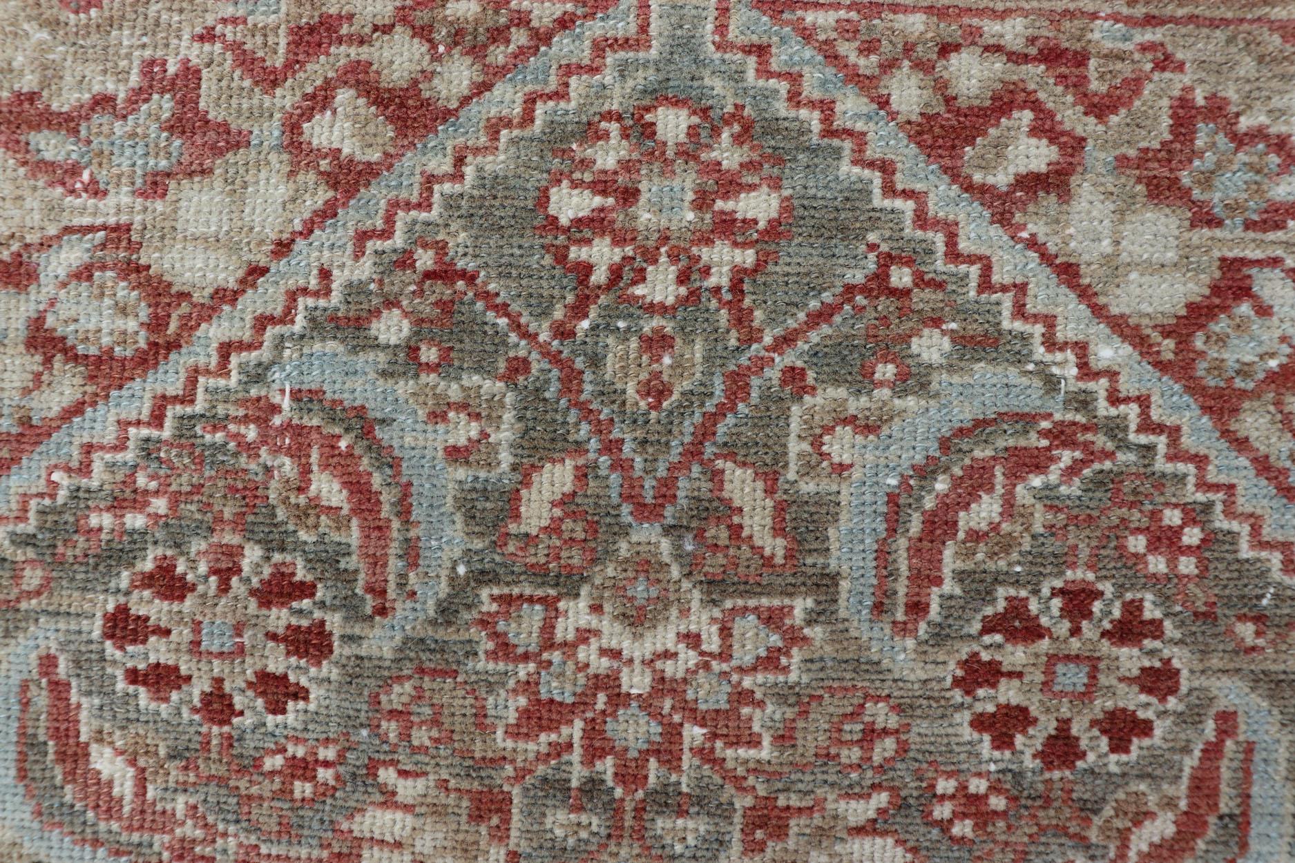 Wool Squared Shape Antique Persian Fine Hamadan Rug with All Over Geometric Design  For Sale