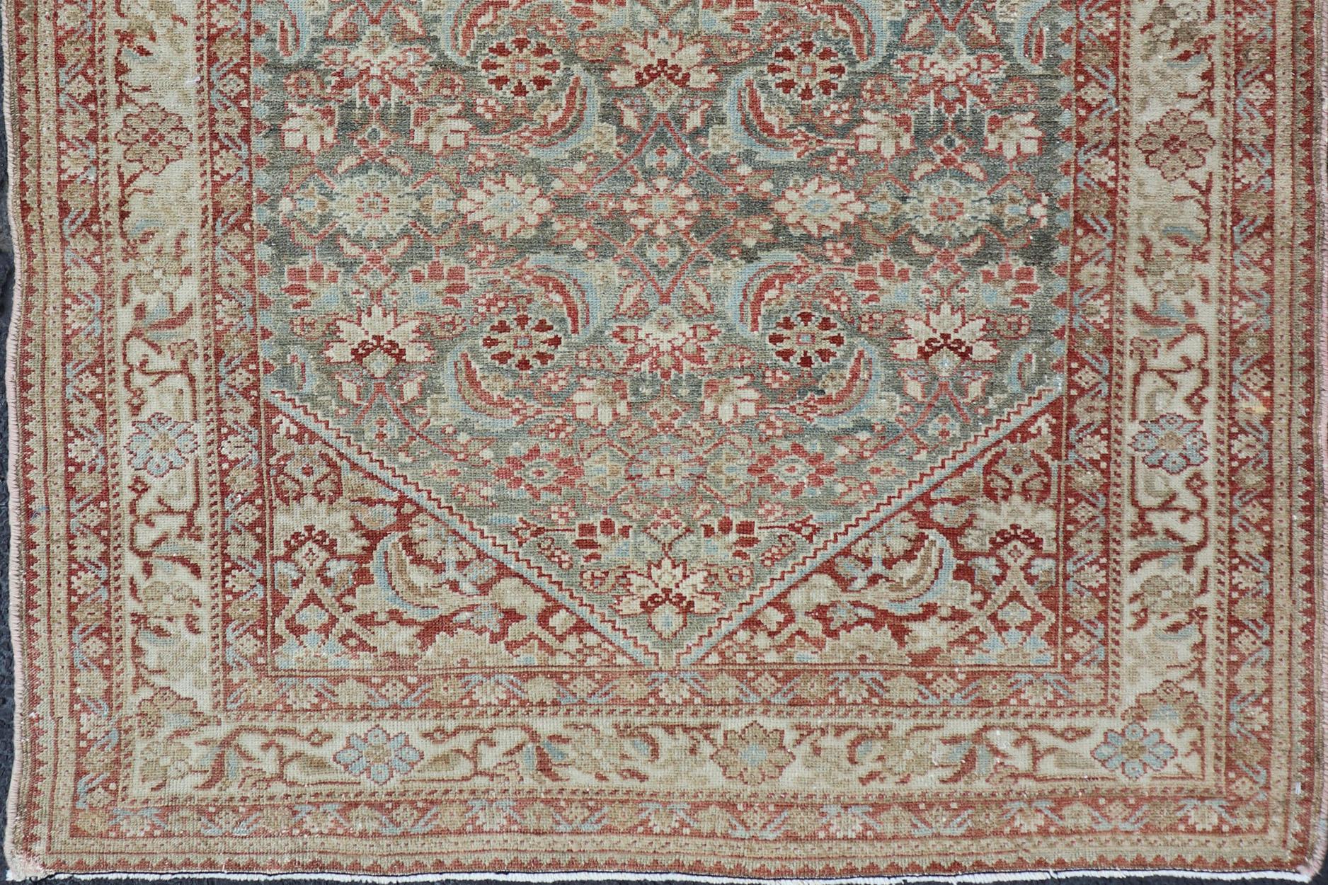 Squared Shape Antique Persian Fine Hamadan Rug with All Over Geometric Design  For Sale 2