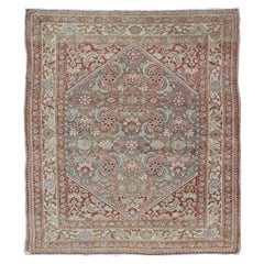 Squared Shape Antique Persian Fine Hamadan Rug with All Over Geometric Design 
