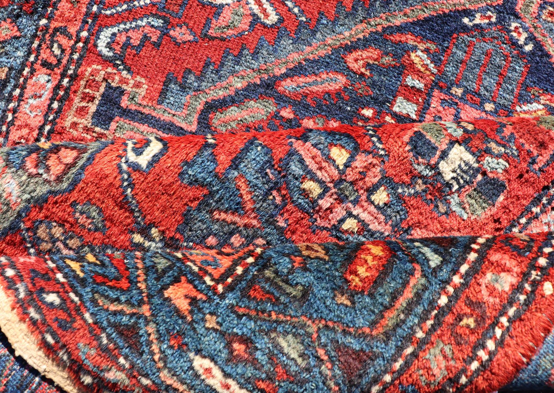 Antique Persian Hamadan Rug with Colorful Geometric Medallion Design For Sale 3