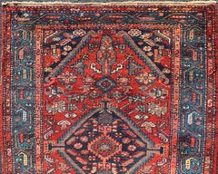 Antique Persian Hamadan Rug with Colorful Geometric Medallion Design