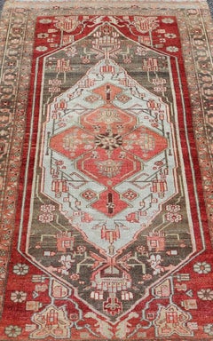 Antique Persian Hamadan Rug with Colorful Geometric Medallion