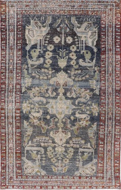 Antique Persian Hamadan Rug With Elegant Floral and Geometric Design 4'0"x6'7"