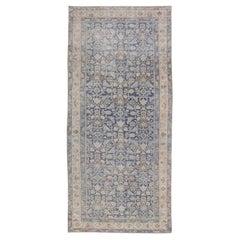 Antique Persian Hamadan Rug With Floral Motifs in Blues and Creams 5'1"X11'9"