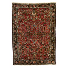 Antique Persian Hamadan Rug with Floral Vase Motif and Traditional Style