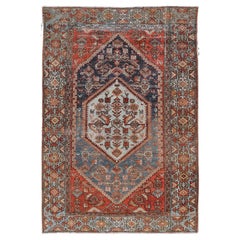 Antique Persian Hamadan Rug with Medallion and Rich Geometric Border 3'10 x 6'1