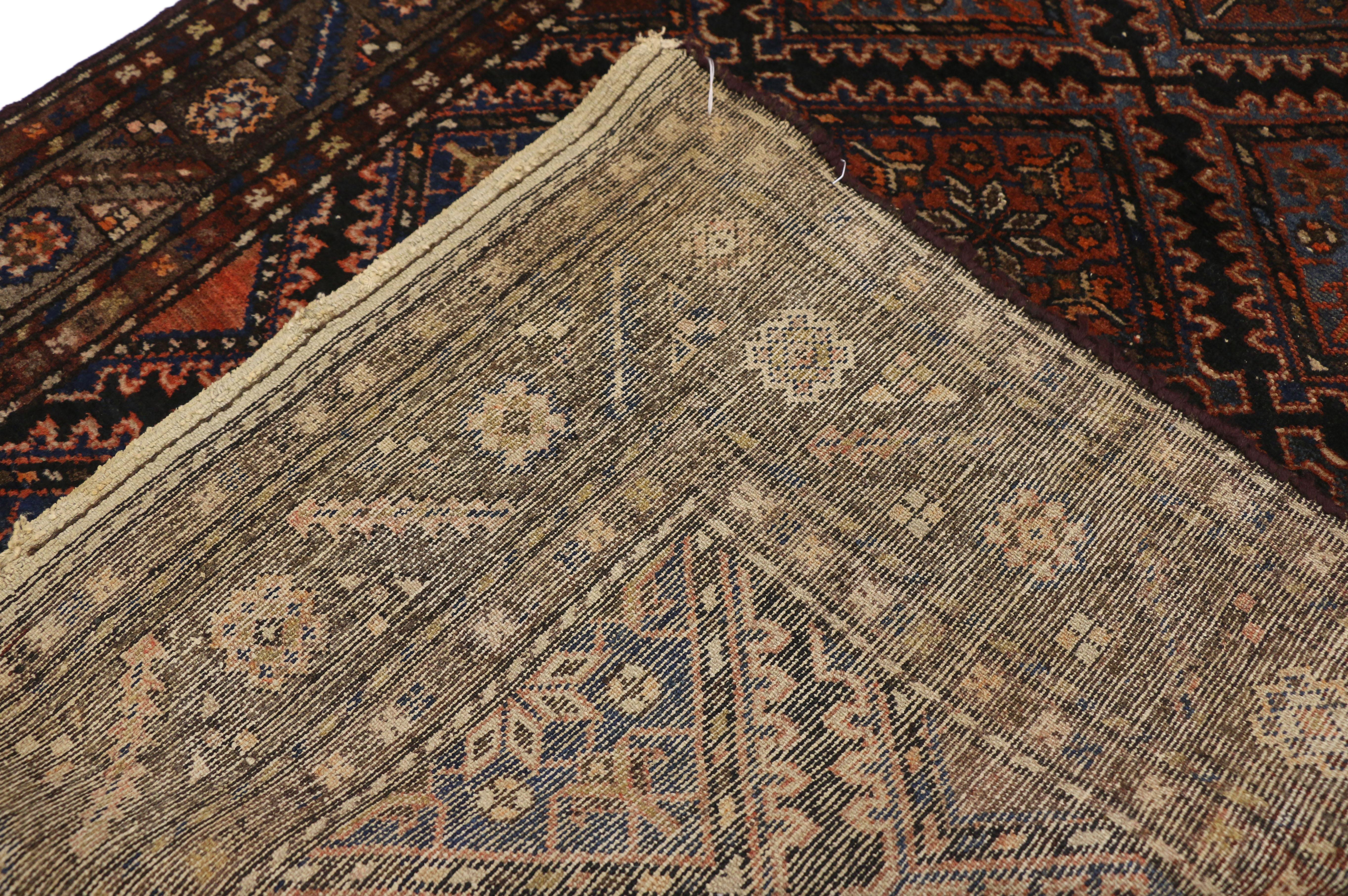 20th Century Antique Persian Hamadan Rug with Mid-Century Modern Tribal Style For Sale