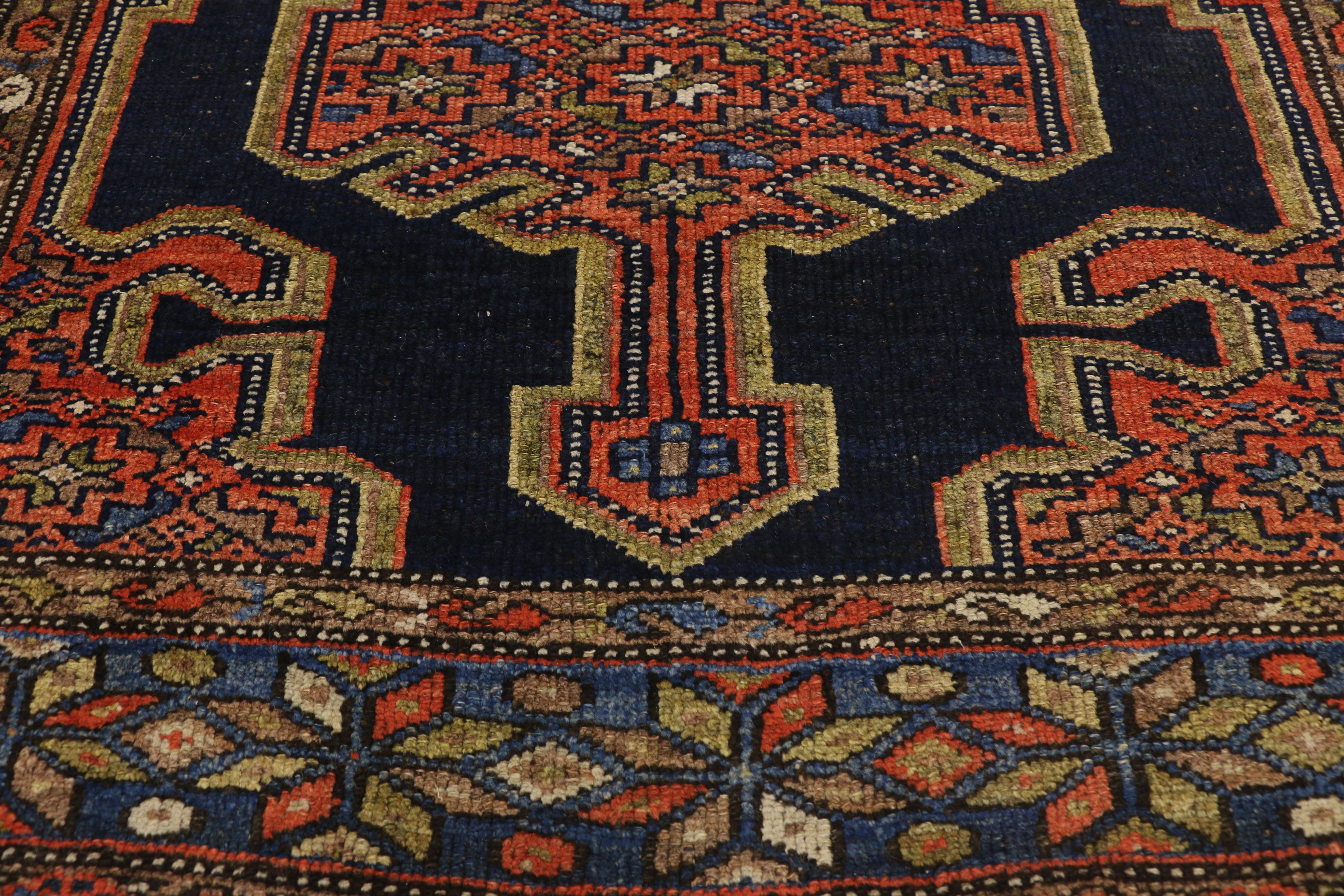 Antique Persian Hamadan Rug with Modern Tribal Style In Good Condition For Sale In Dallas, TX