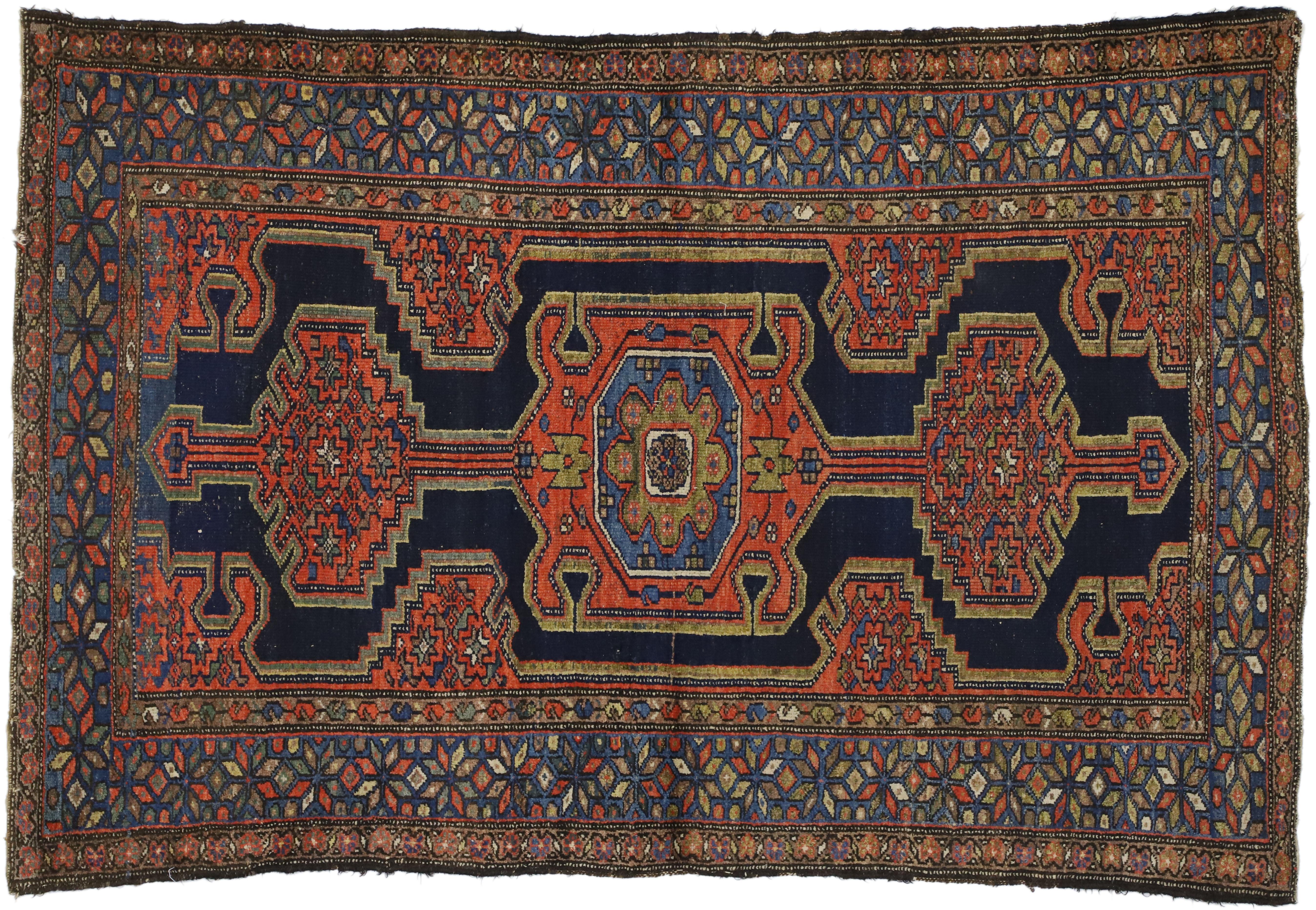 Antique Persian Hamadan Rug with Modern Tribal Style For Sale 3