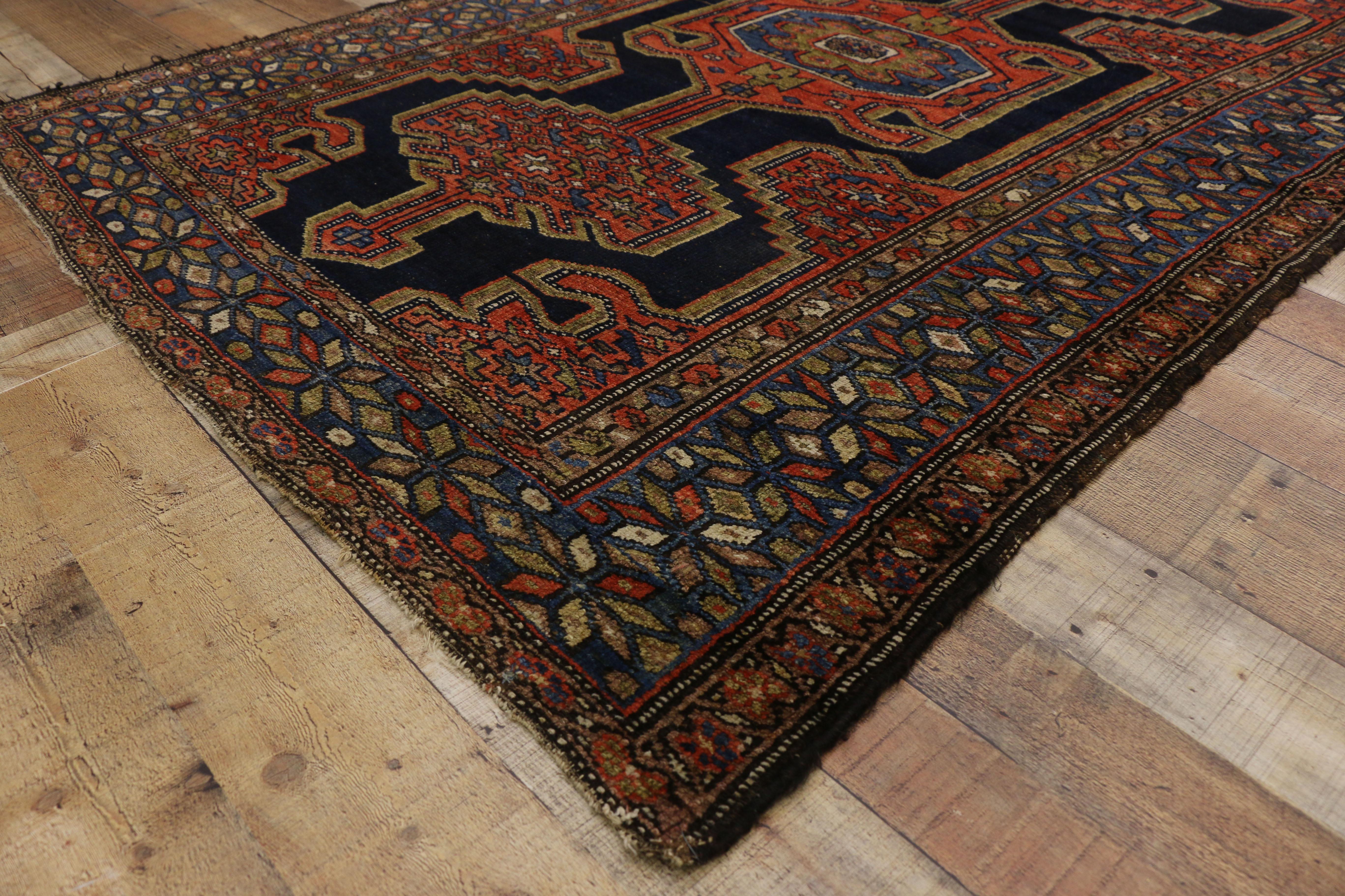 Wool Antique Persian Hamadan Rug with Modern Tribal Style For Sale
