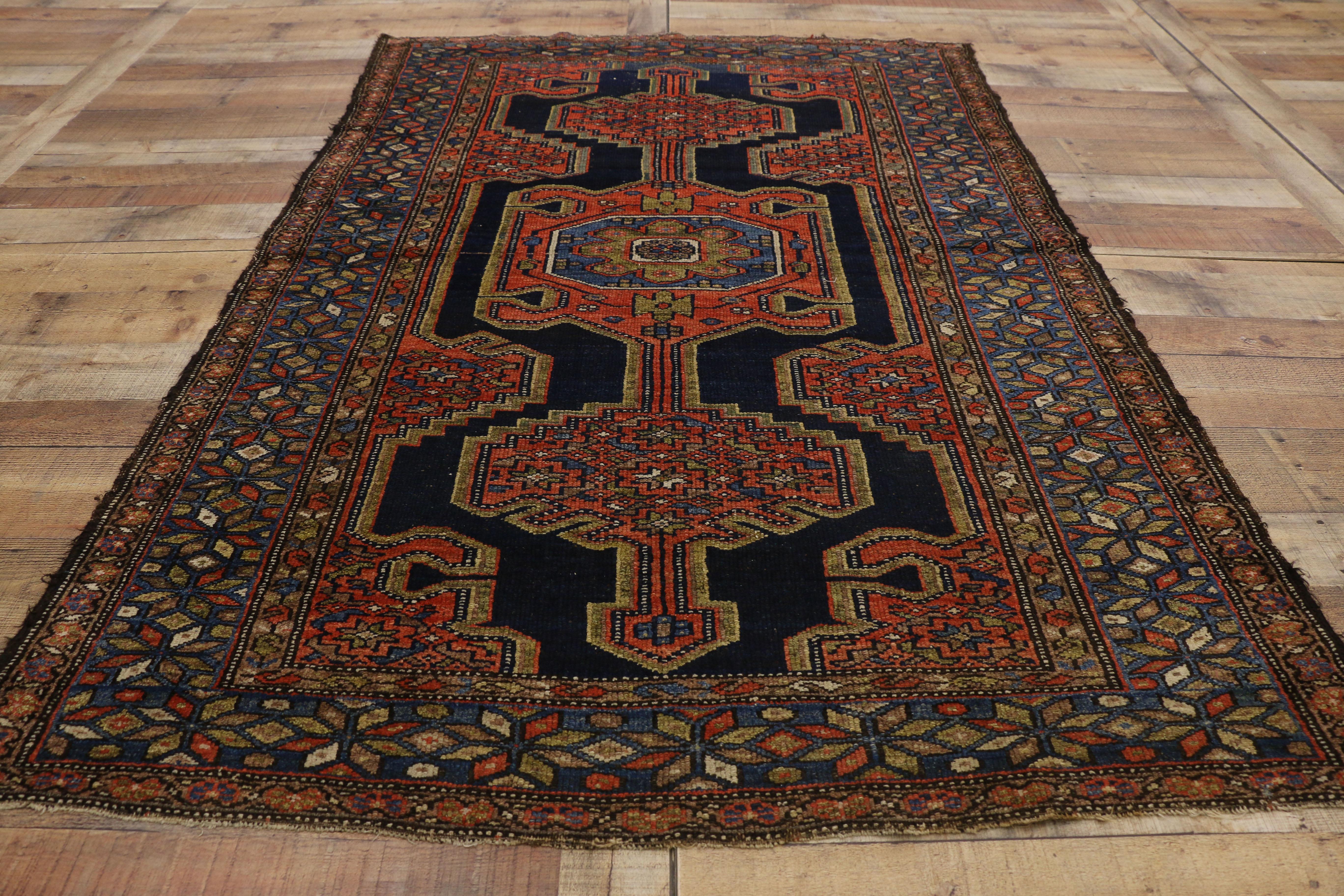 Antique Persian Hamadan Rug with Modern Tribal Style For Sale 1