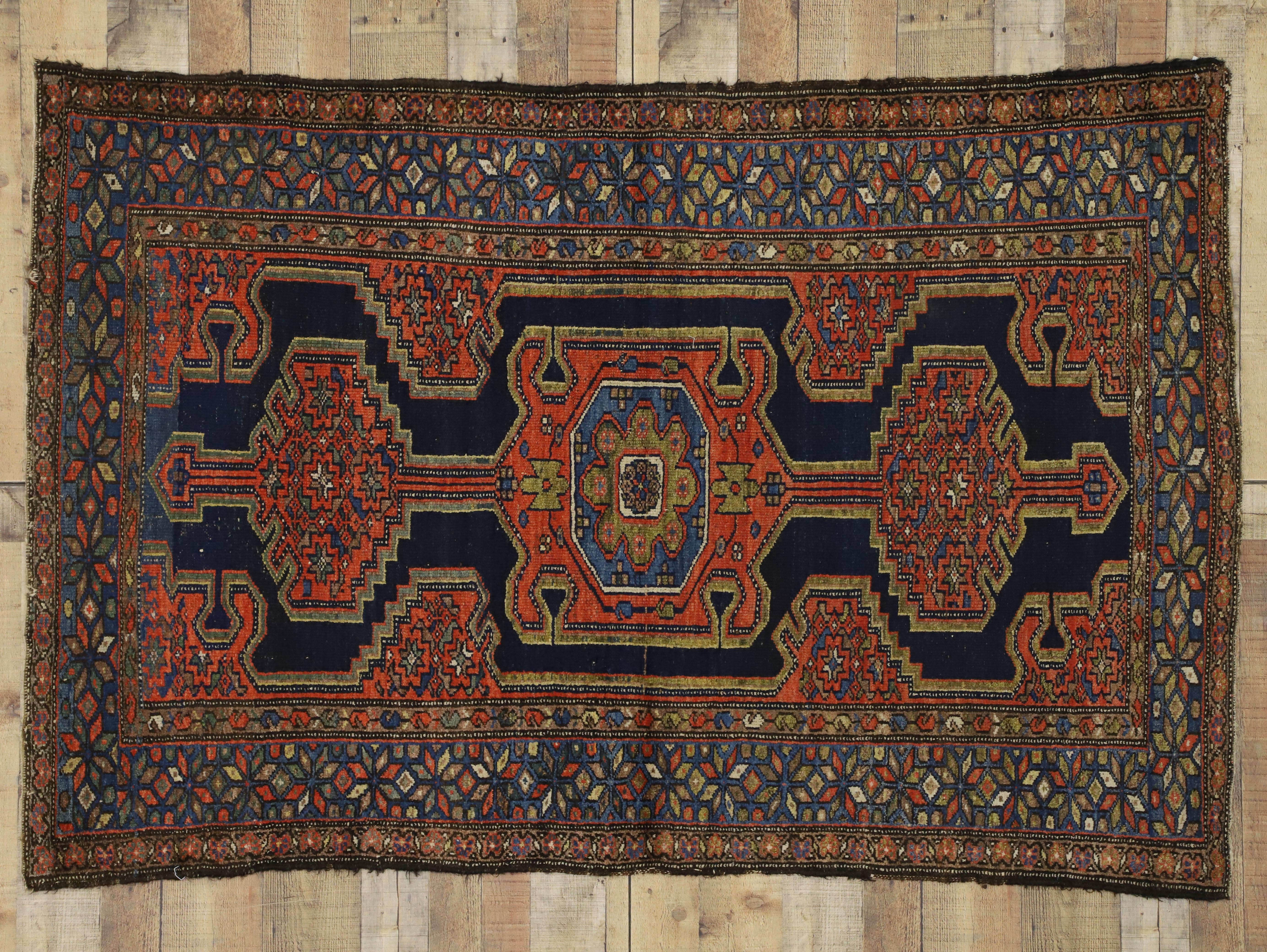 Antique Persian Hamadan Rug with Modern Tribal Style For Sale 2