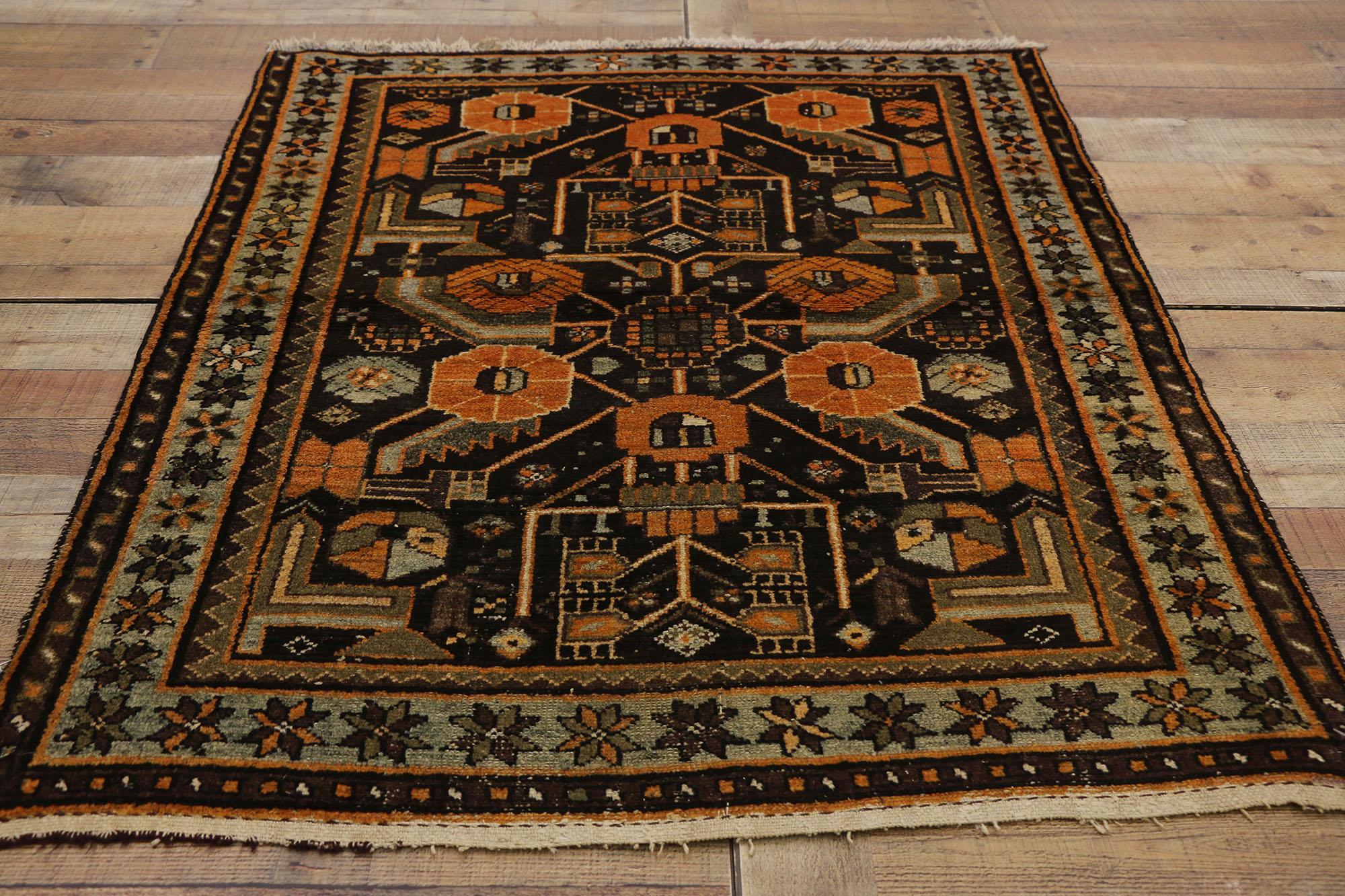 20th Century Antique Persian Hamadan Rug with Mid-Century Modern Style For Sale