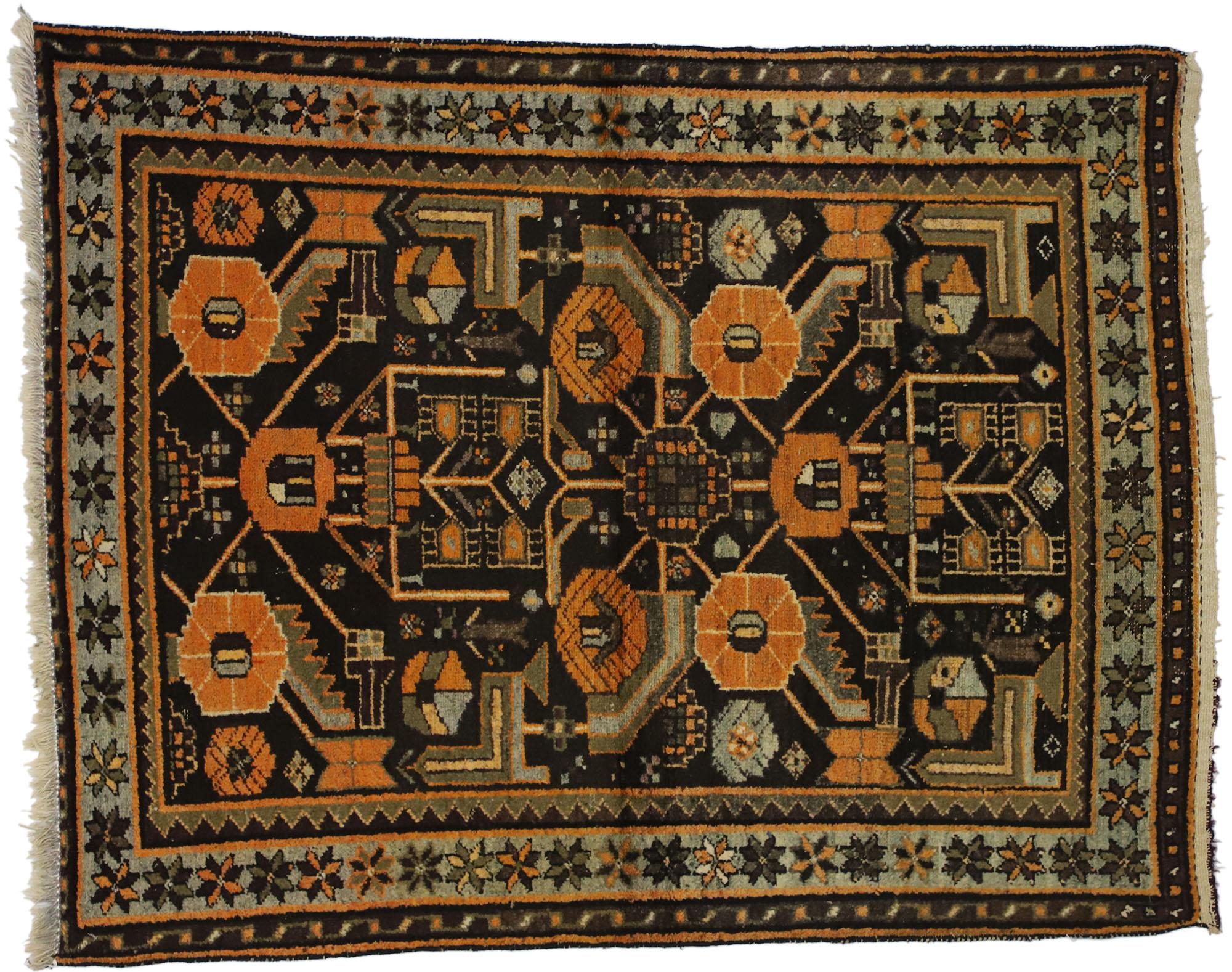 Antique Persian Hamadan Rug with Mid-Century Modern Style For Sale 1