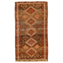 Vintage Persian Hamadan Rug with Red and Brown Tribal Details