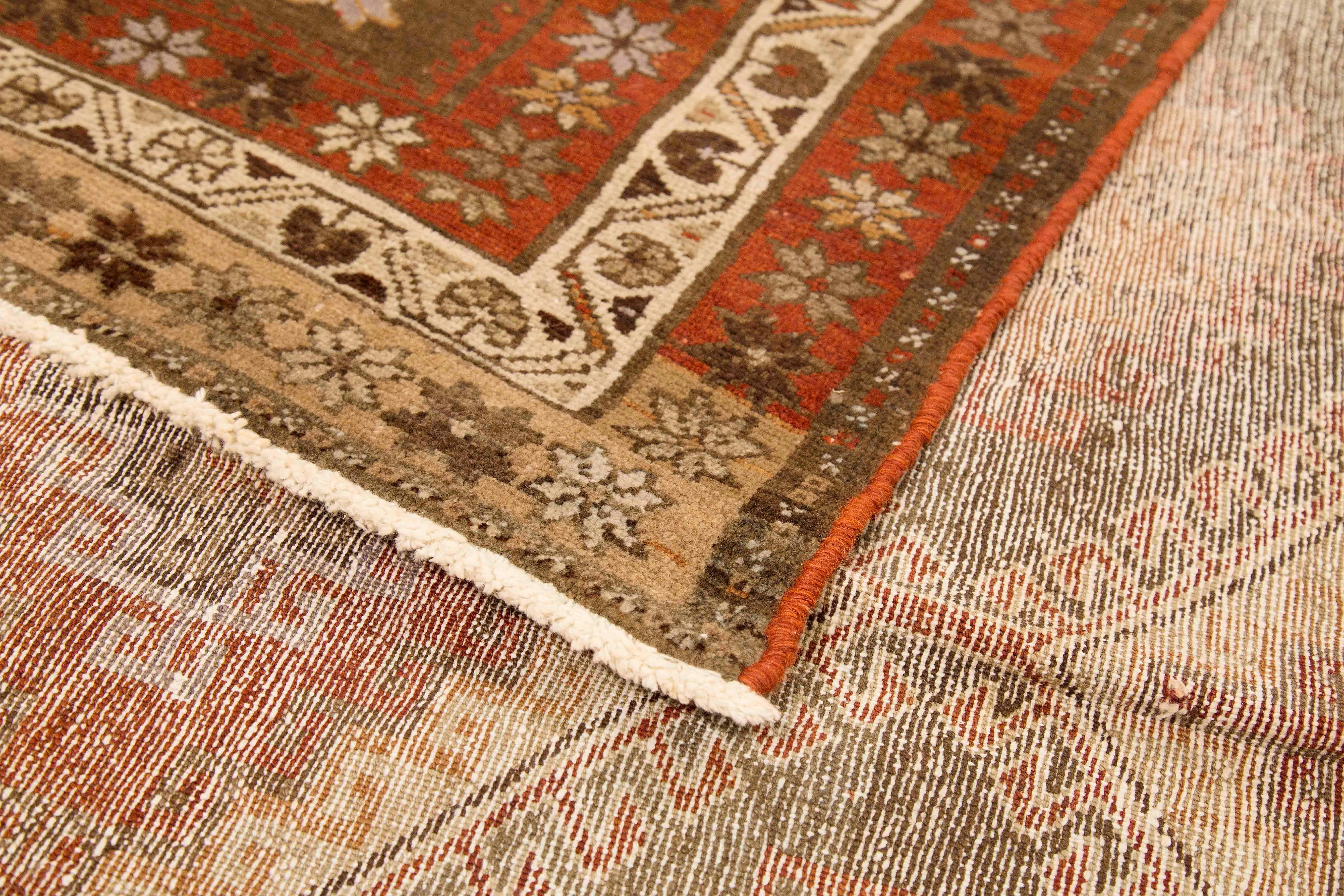 Other Antique Persian Hamadan Rug with Red and Brown Tribal Details For Sale