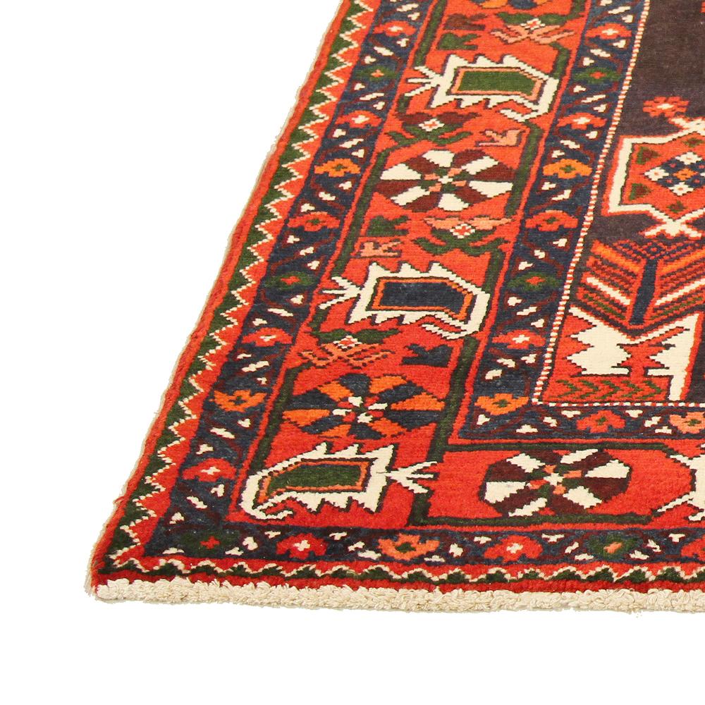 Other Antique Persian Hamadan Rug with Red, White and Blue Geometric Patterns