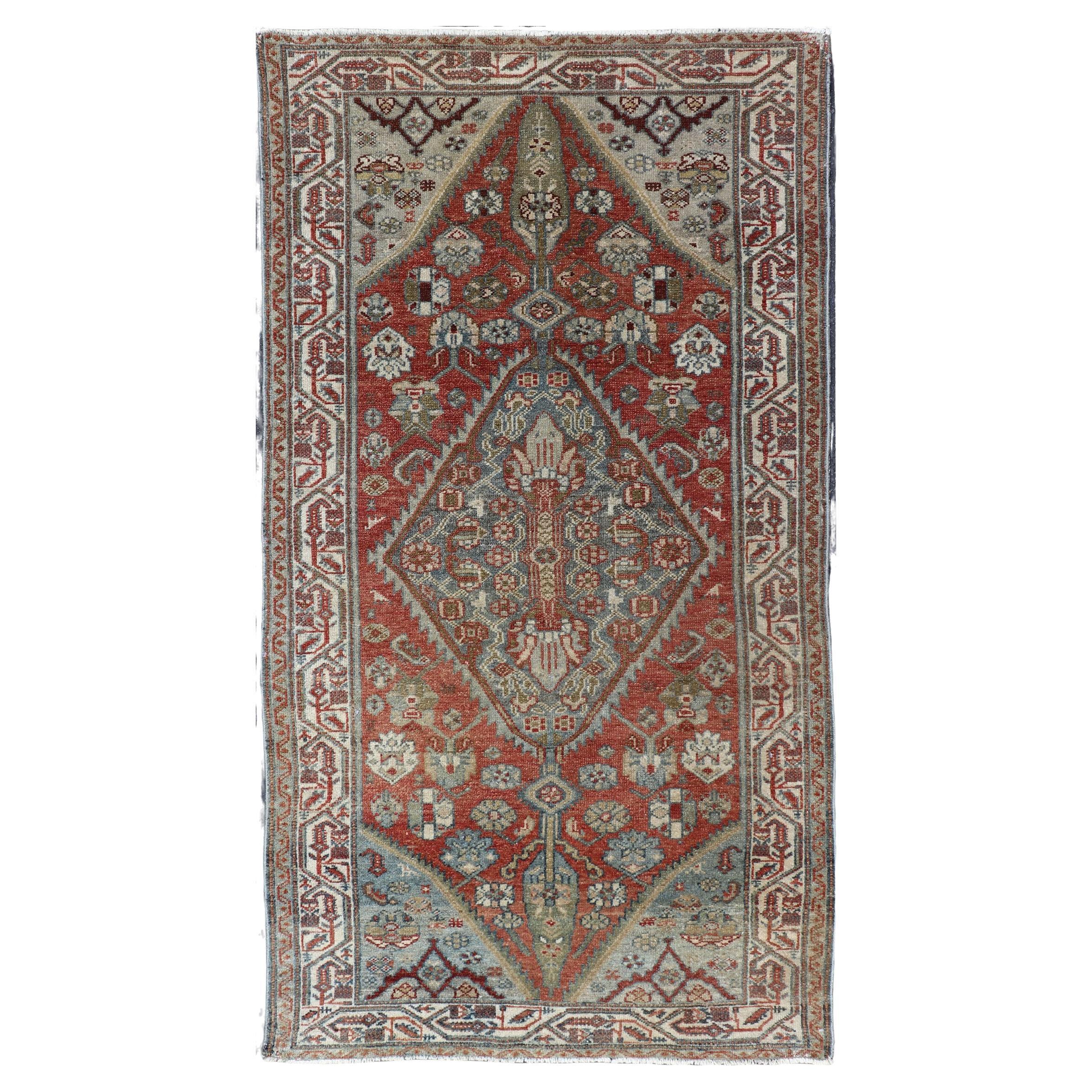Antique Persian Hamadan Rug with Rich Geometric Motifs  3'3 x 6'0