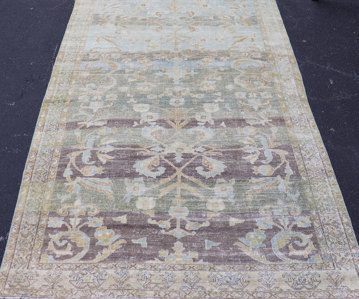 Antiker persischer Hamadan-Teppich mit weicher pastellfarbener Palette 5' X 9' im Angebot 4