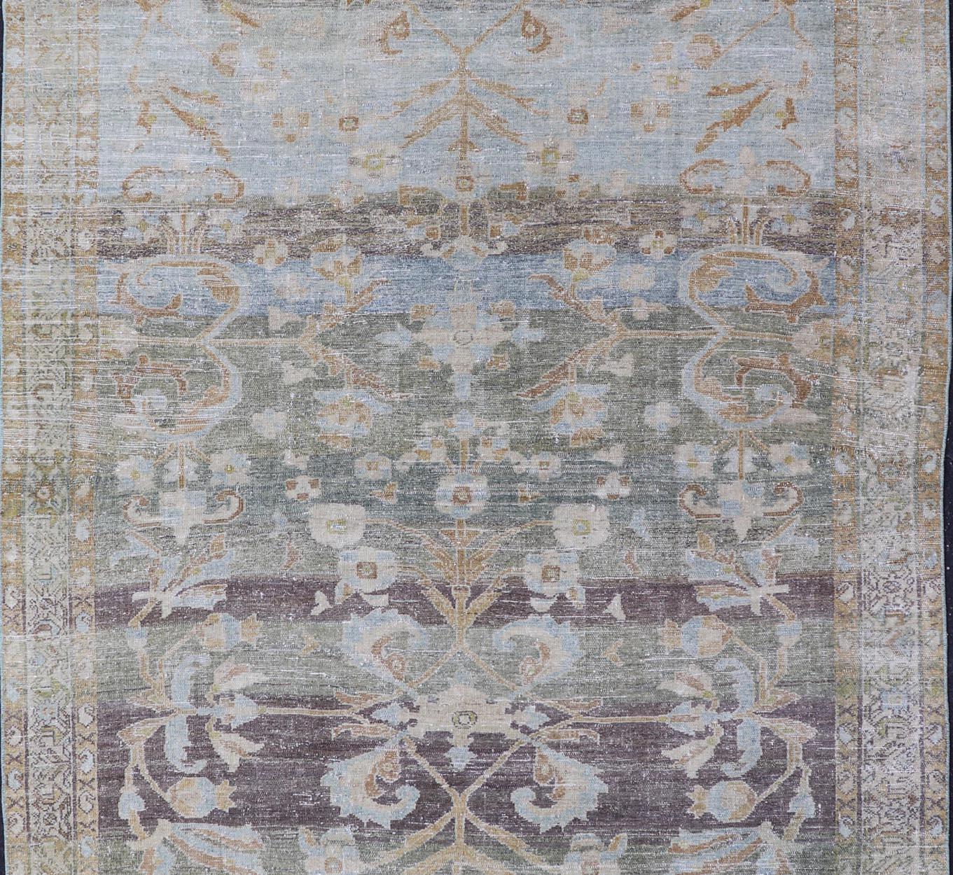 Antiker persischer Hamadan-Teppich mit weicher pastellfarbener Palette 5' X 9' (Malayer) im Angebot