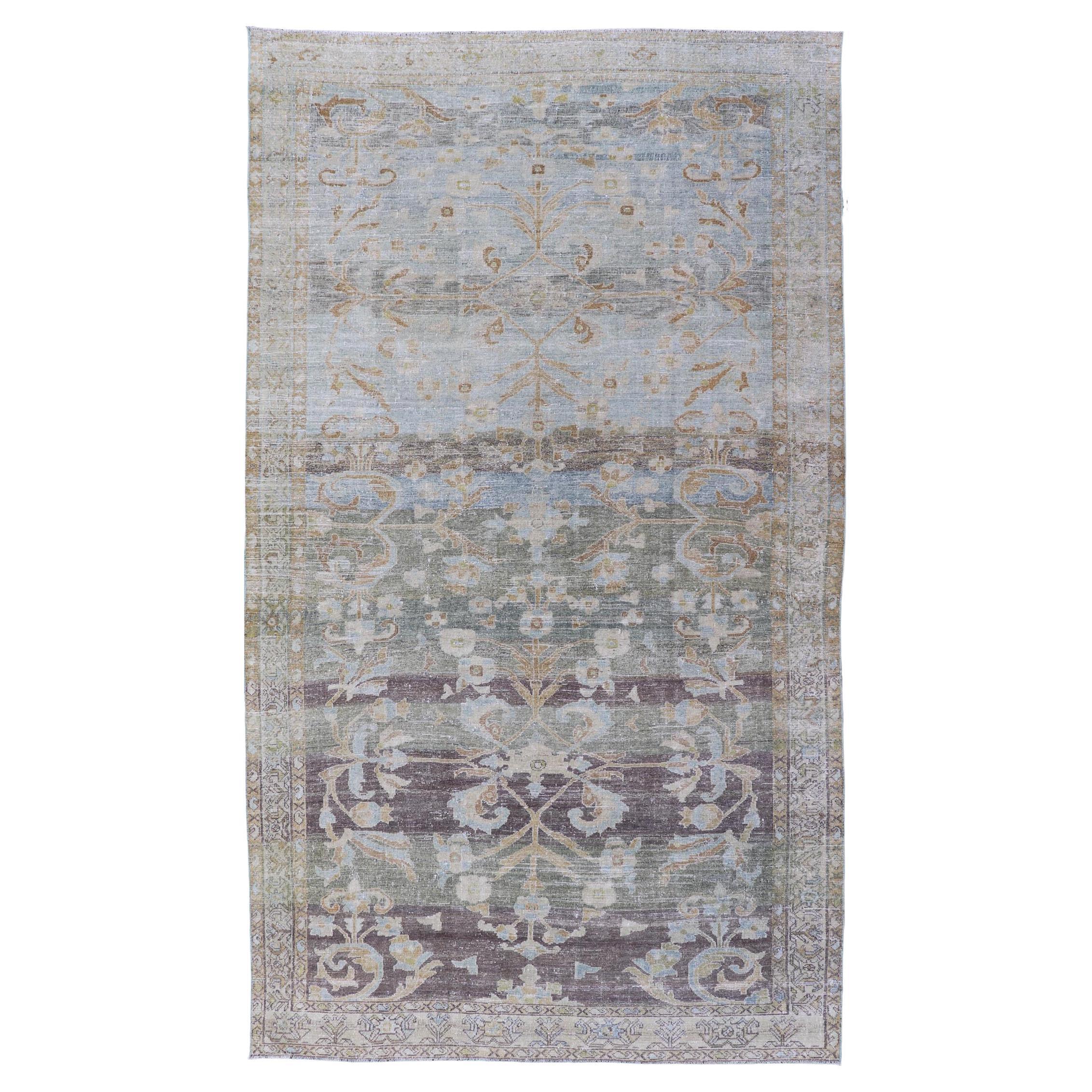 Antique Persian Hamadan Rug With Soft Pastel Palette 5' X 9'