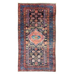 Antique Persian Hamadan Rug with Vibrant Geometric Floral Motifs 3'4 x 6'4