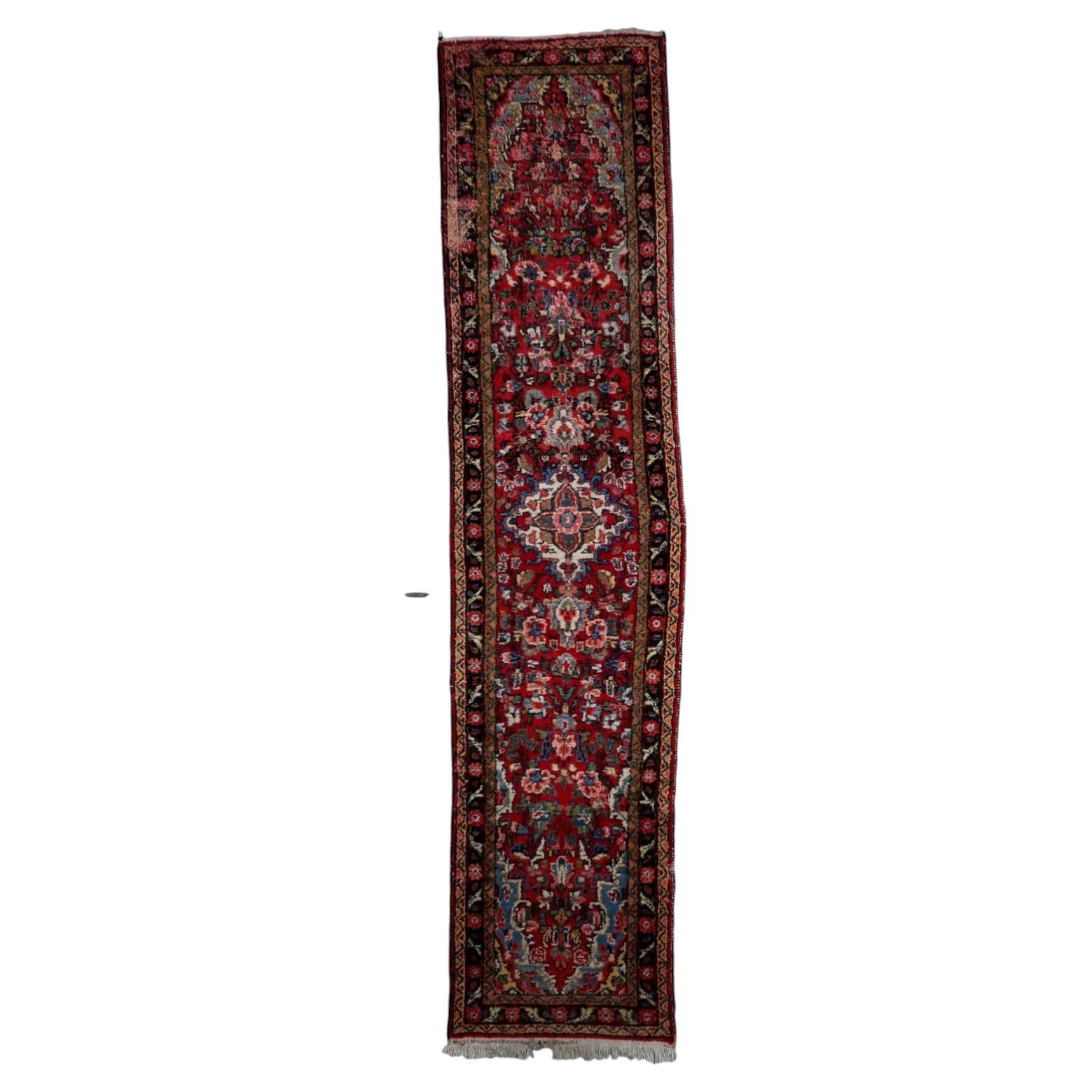 Antique Persian Hamadan Runner – Distressed 1920s Wool Rug 2.5' x 10.3' - 1C1233