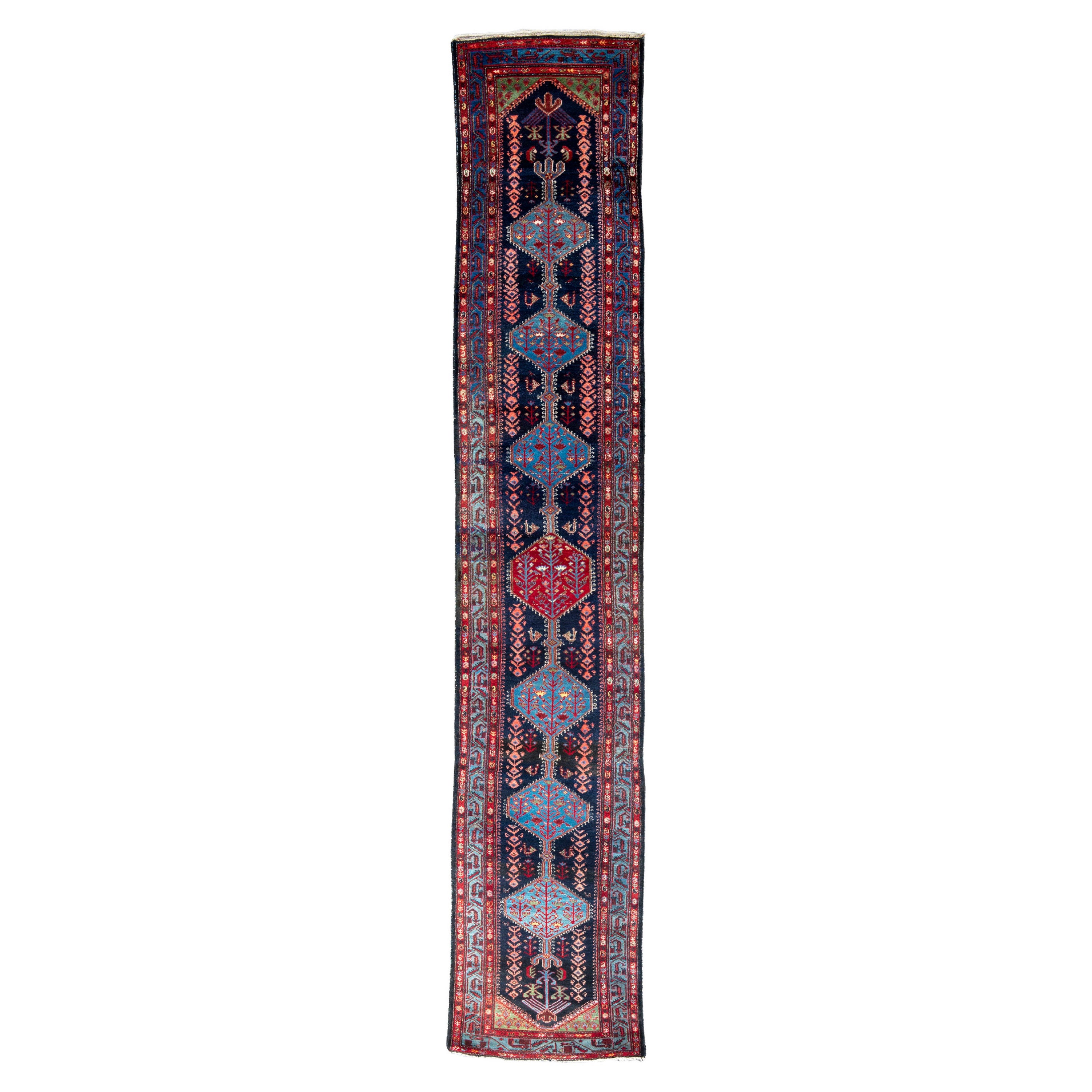 Antigua alfombra persa de Hamadán, principios del siglo XX
