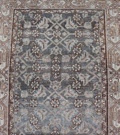 Antique Persian Hamadan Runner in Wool with All-Over Floral Design