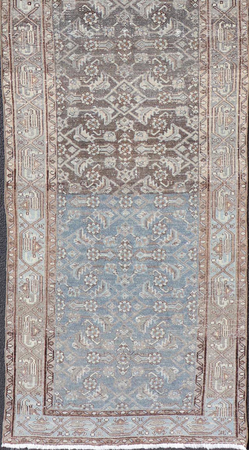 Antique Persian Hamadan Runner in Wool with All-Over Floral Design For Sale 2