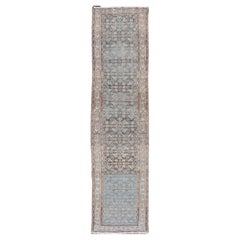 Antique Persian Hamadan Runner in Wool with All-Over Floral Design